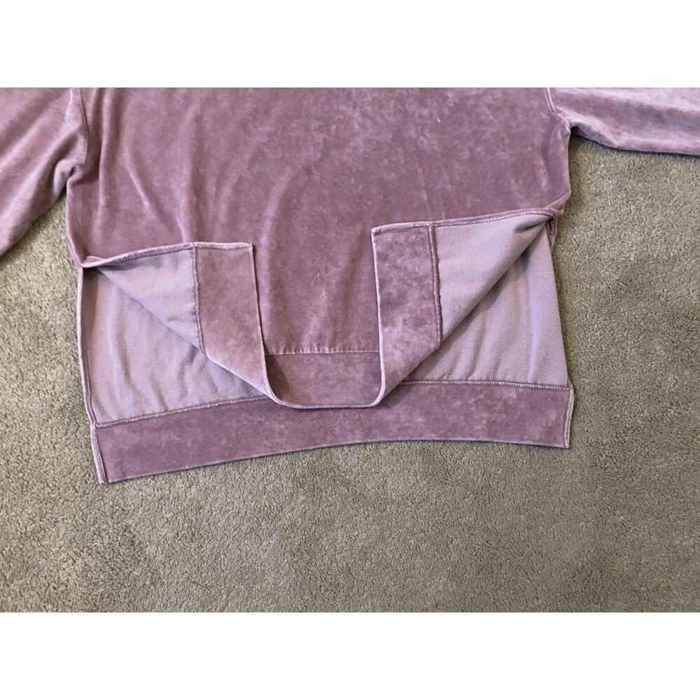 Dusty Pink Velour Drop Shoulder Boxy Crewneck Top Cozy Chic Women’s XL - Picture 3 of 13